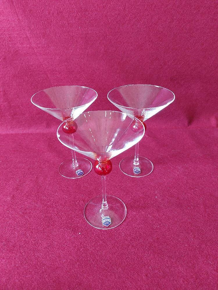 Murano cherry stem martini glasses.