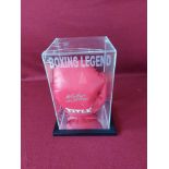 Michael Watson signed boxing glove. Damage to plastic cover. With authenticity certificate