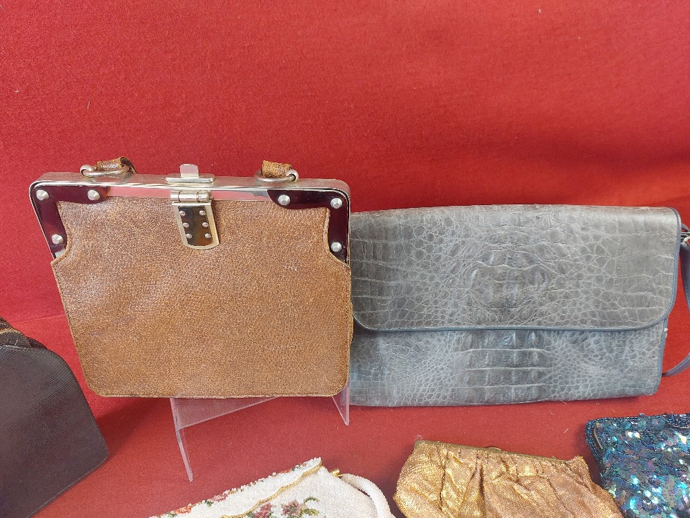 Vintage ladies handbags and evening bags. Including Mappin and Webb handbag in snake/lizard skin. - Image 3 of 4