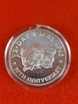 Silver proof 1995 Turks and Caicos Islands 20 crowns coin.