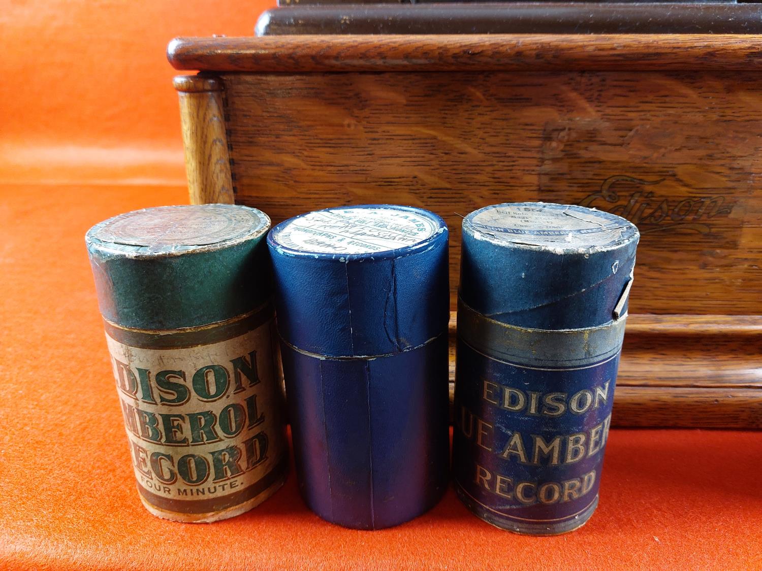 Rare Thomas Edison phonograph, in full working order. Includes 8 wax reels. - Image 8 of 8