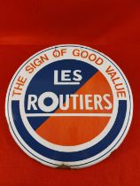 Les Rouitiers enamel advertising sign 15"" by 15"".