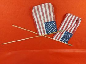 2 vintage American cotton flags. Flag dimensions 11"" 7.5"".