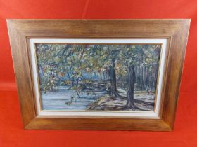 Original artwork of a park scene by Colton Maybury Height 18.5"" Width 26.5"".