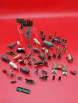 Collection of lead and tin figures and animals.