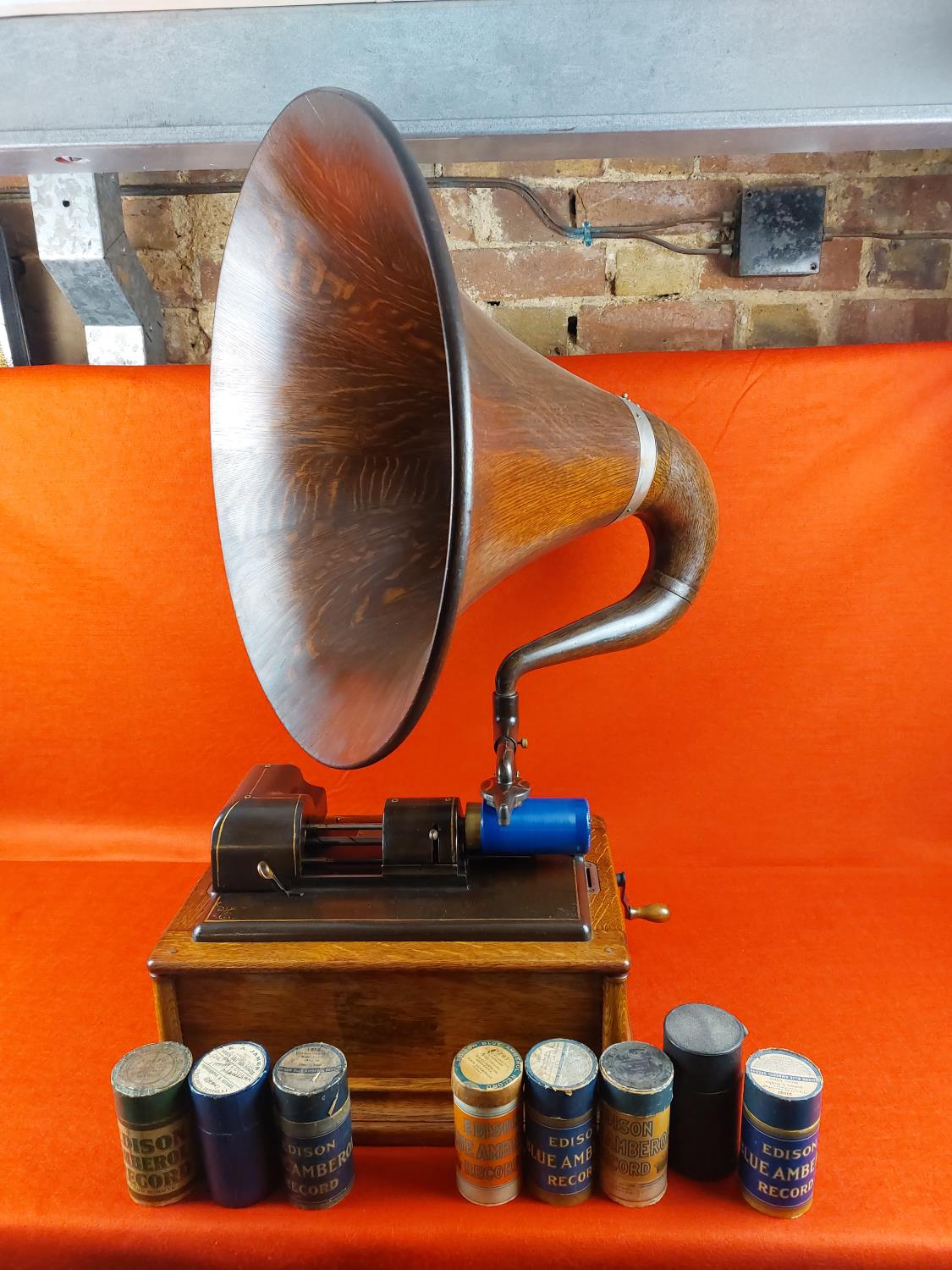 Rare Thomas Edison phonograph, in full working order. Includes 8 wax reels. - Image 2 of 8