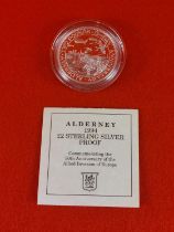Silver proof 1994 Alderney £2 coin.