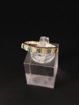 9ct gold emerald and diamond stacking ring size P