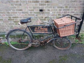 Barn find butchers tradesman bike with original butchers advertising plate.