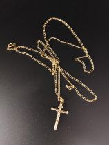 9ct gold chain with Crucifix. Chain length 77cm