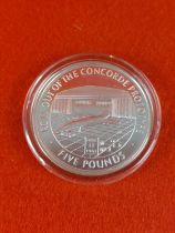 Silver proof 2006 Concorde £5 coin.