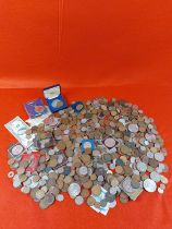 Large collection of world coins.