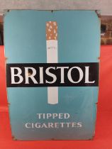 Bristol Tipped Cigarettes enamel Sign 36" height, 24" width.