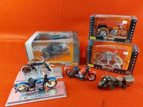 Collection of Maisto Harley Davidson Motorbikes 3 boxed.