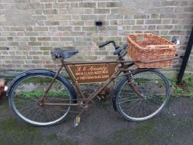 Barn find butchers tradesman bike with original butchers advertising plate.