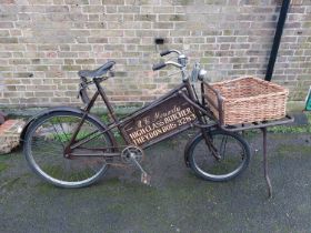 Barn find butchers tradesman bike with original butchers advertising plate.