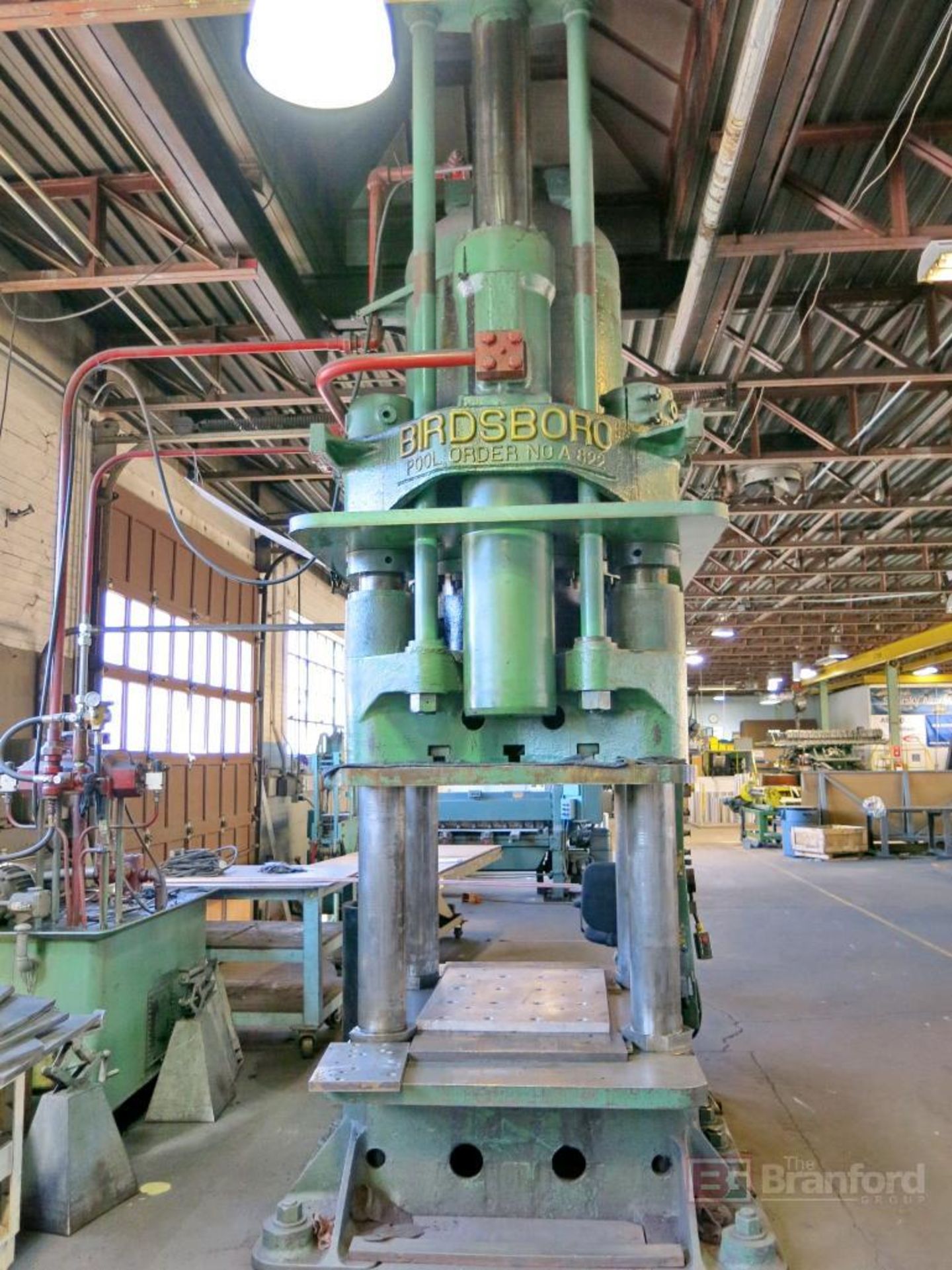 Birdsboro model A-822, approx. 1500 ton 4-posted hydraulic press - Image 2 of 5