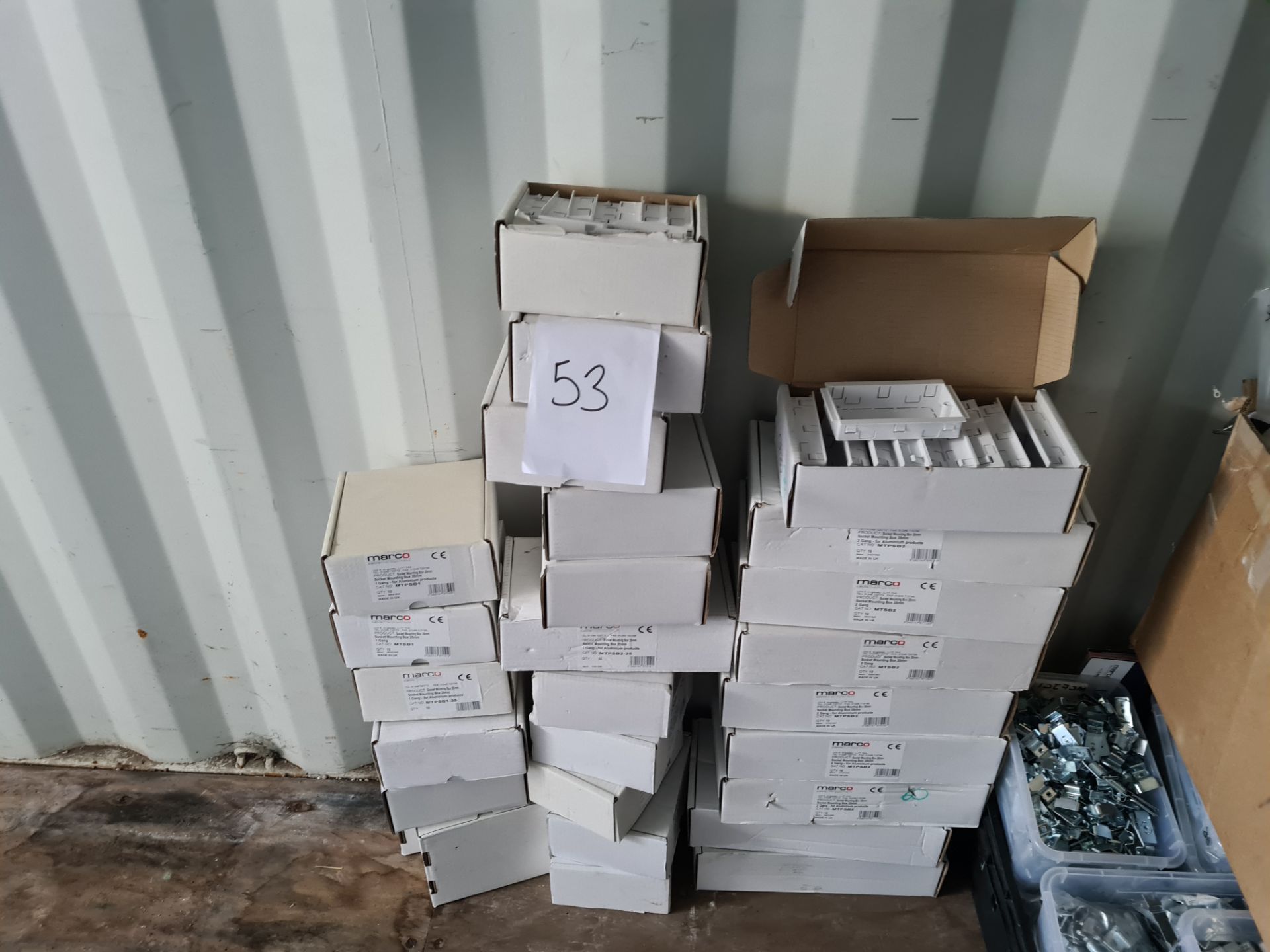 Quantity assorted socket mounting boxes