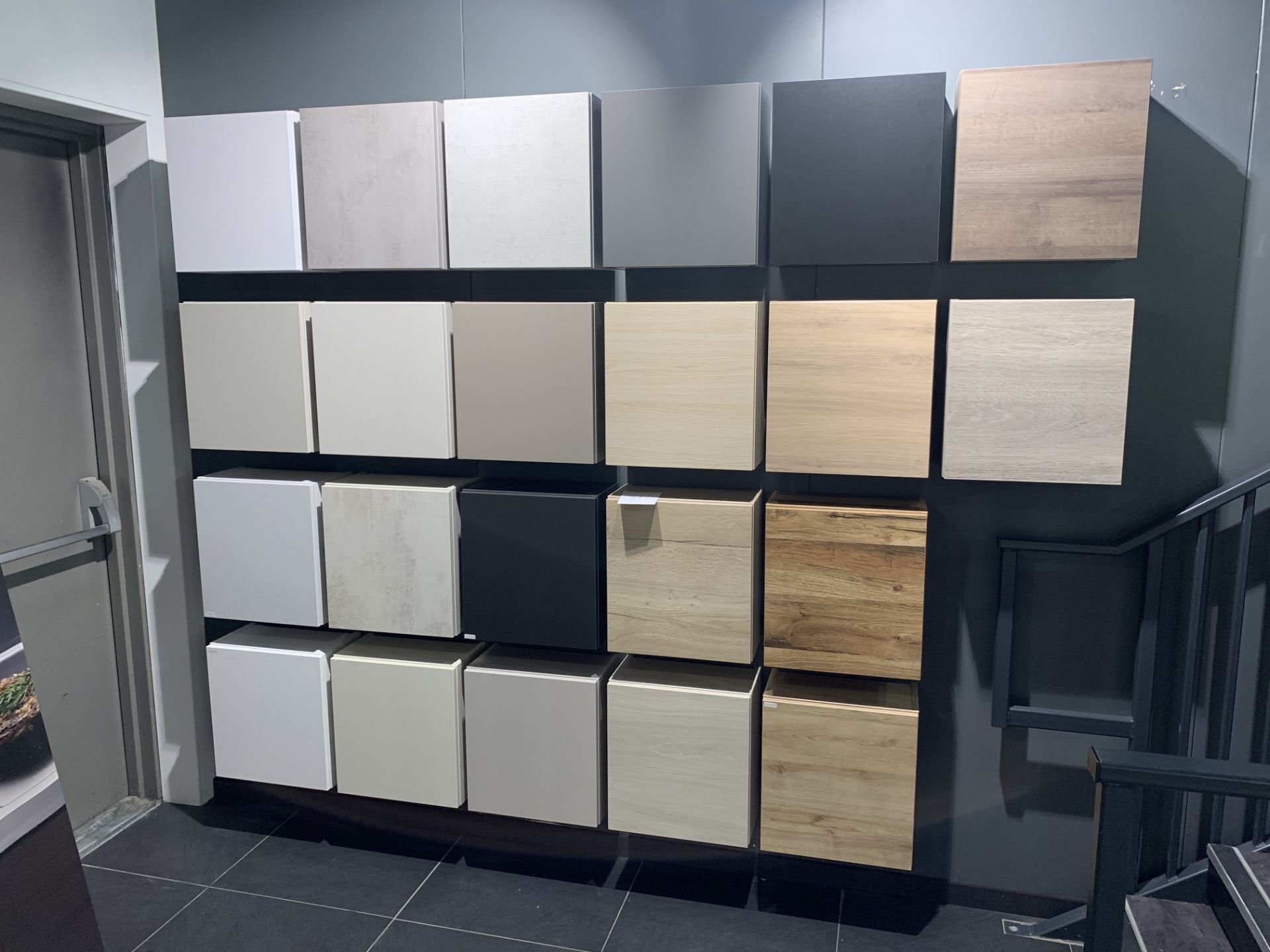 22 x Square Individual Cupboards of assorted finishes