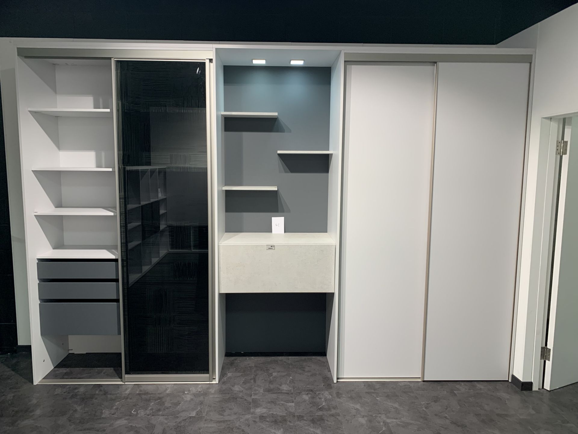 Complete Wardrobe unit in off white with smoked glass