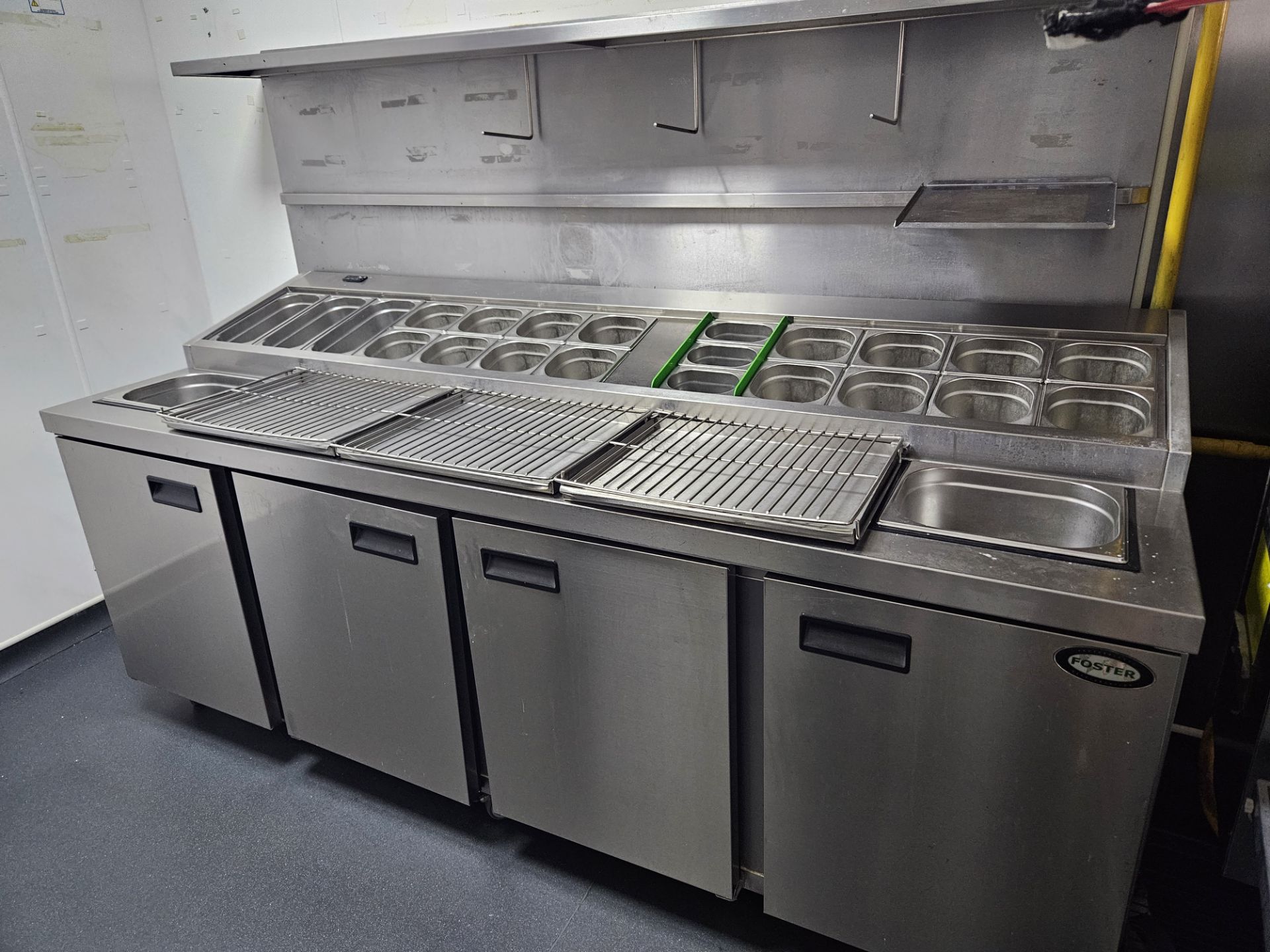 Stainless Steel food Preperation area and ingrediants area, with Fosters under counter fridges 4 x d - Image 2 of 3