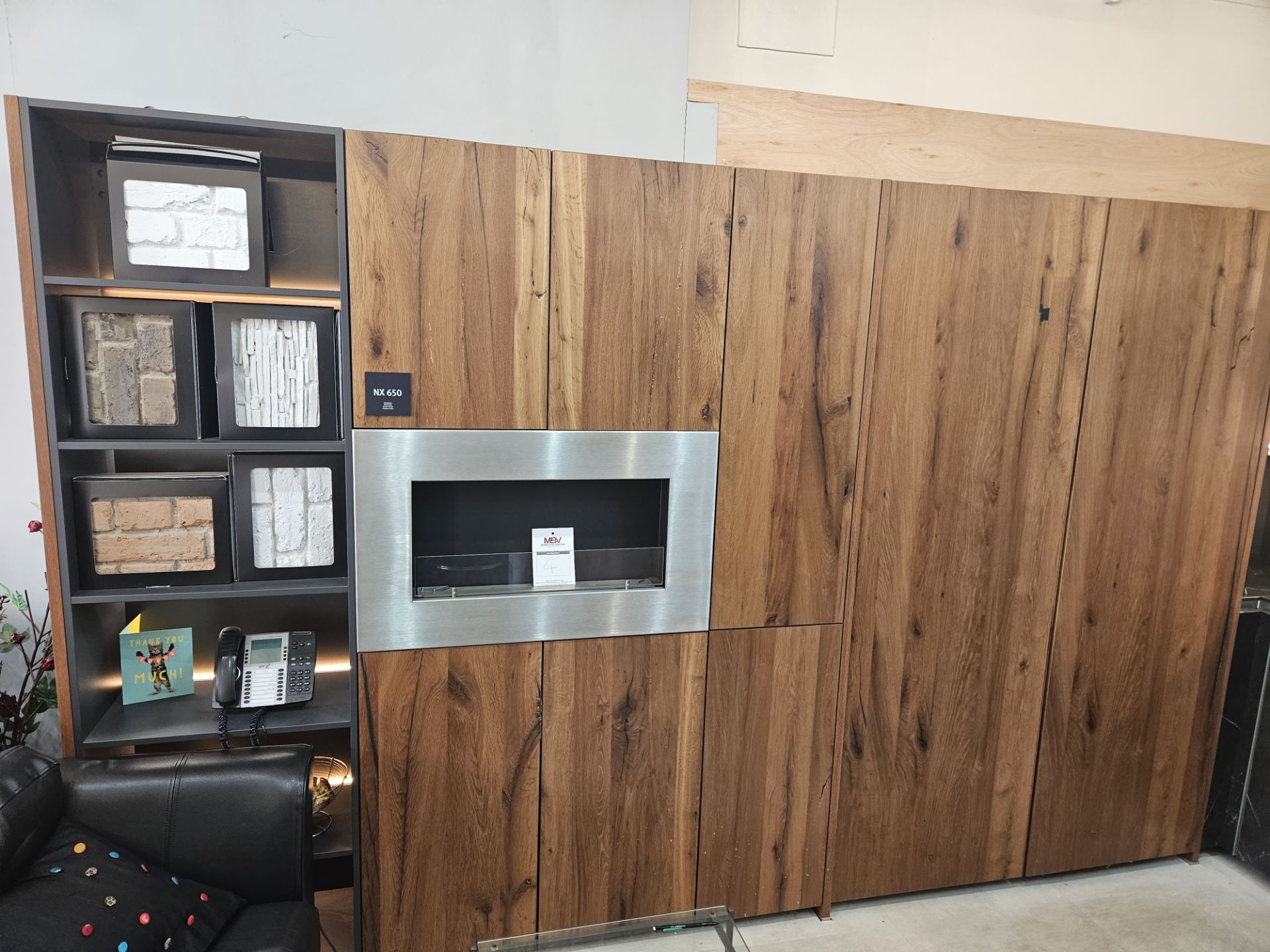 Wooden Vaneer Display Units with Integrated Gas Fire - Image 2 of 3