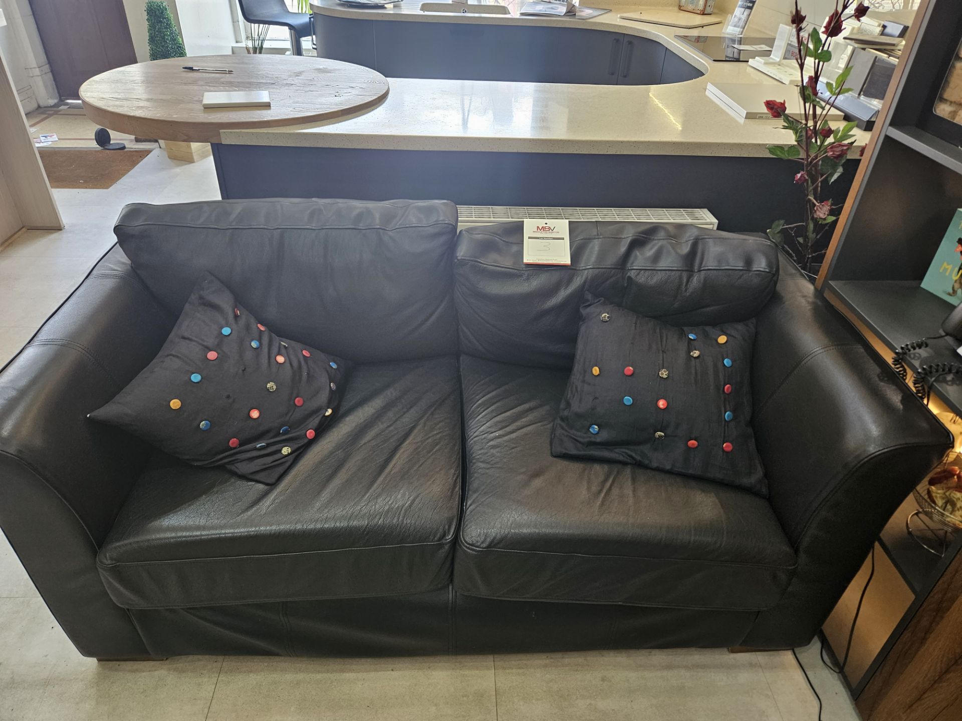 Black 2 Seater Sofa - Image 2 of 2