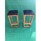 Faux leather top stools x 2. H 76cm W 40cm D 40cm