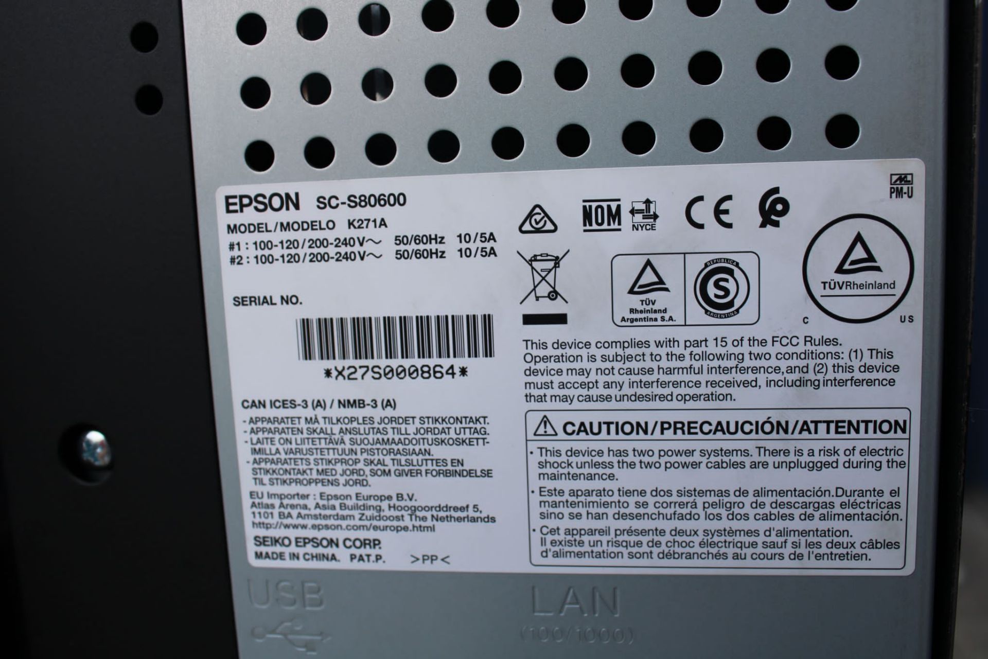 (2018) Epson Sure Colour SC-S80600 Model K271A Wide Format Signage Printer - Bild 7 aus 9