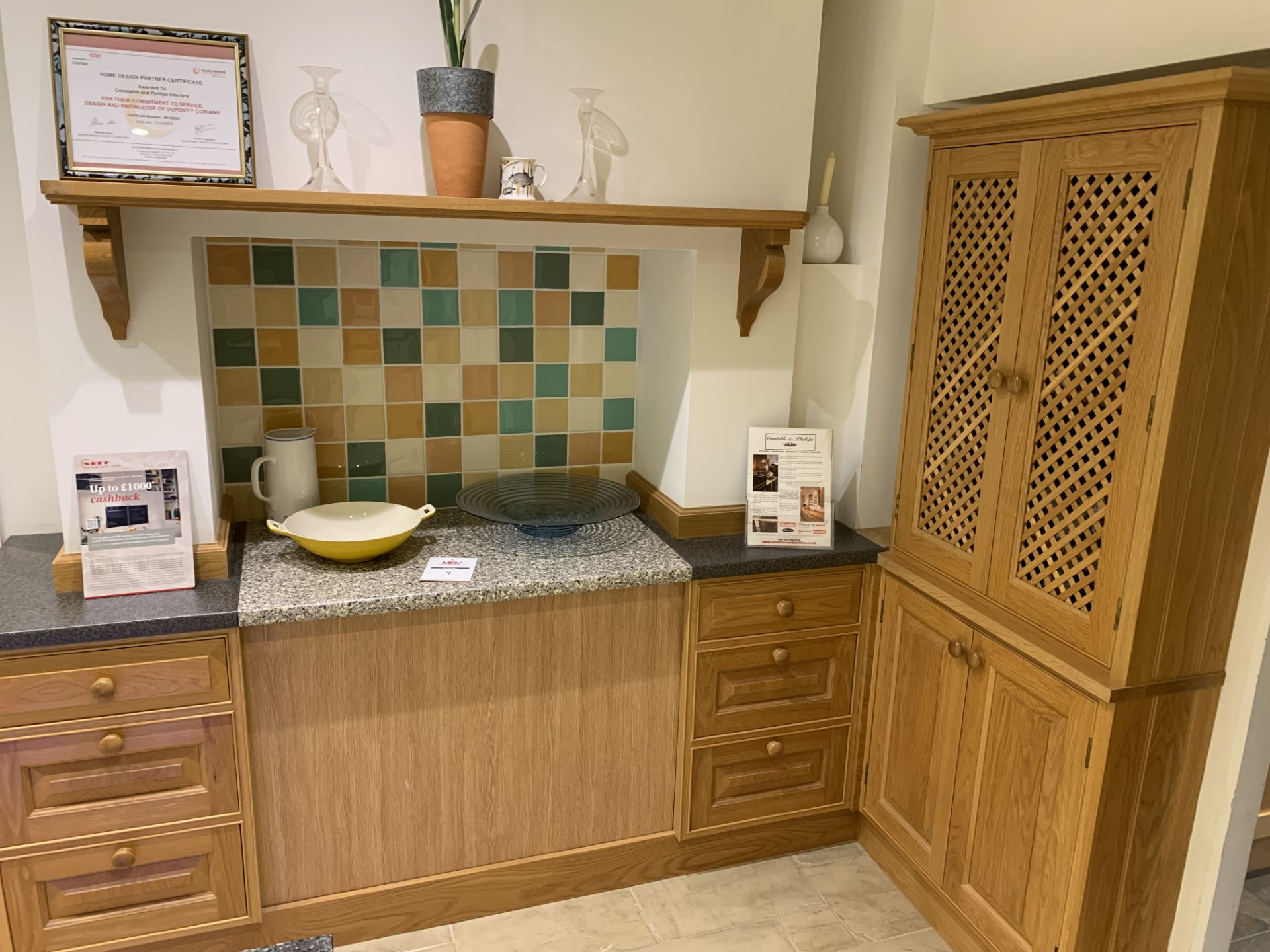 Display kitchen "range" cupboard and drawer units in pine