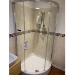 Display curved corner shower cubicle and tray