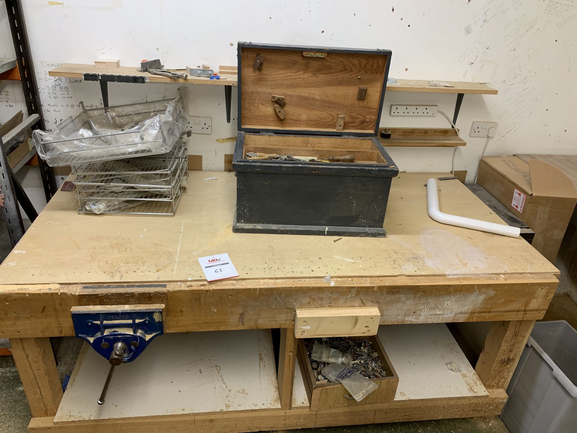 Bench and contents including tool box