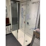 Display extra length shower cubicle and tray