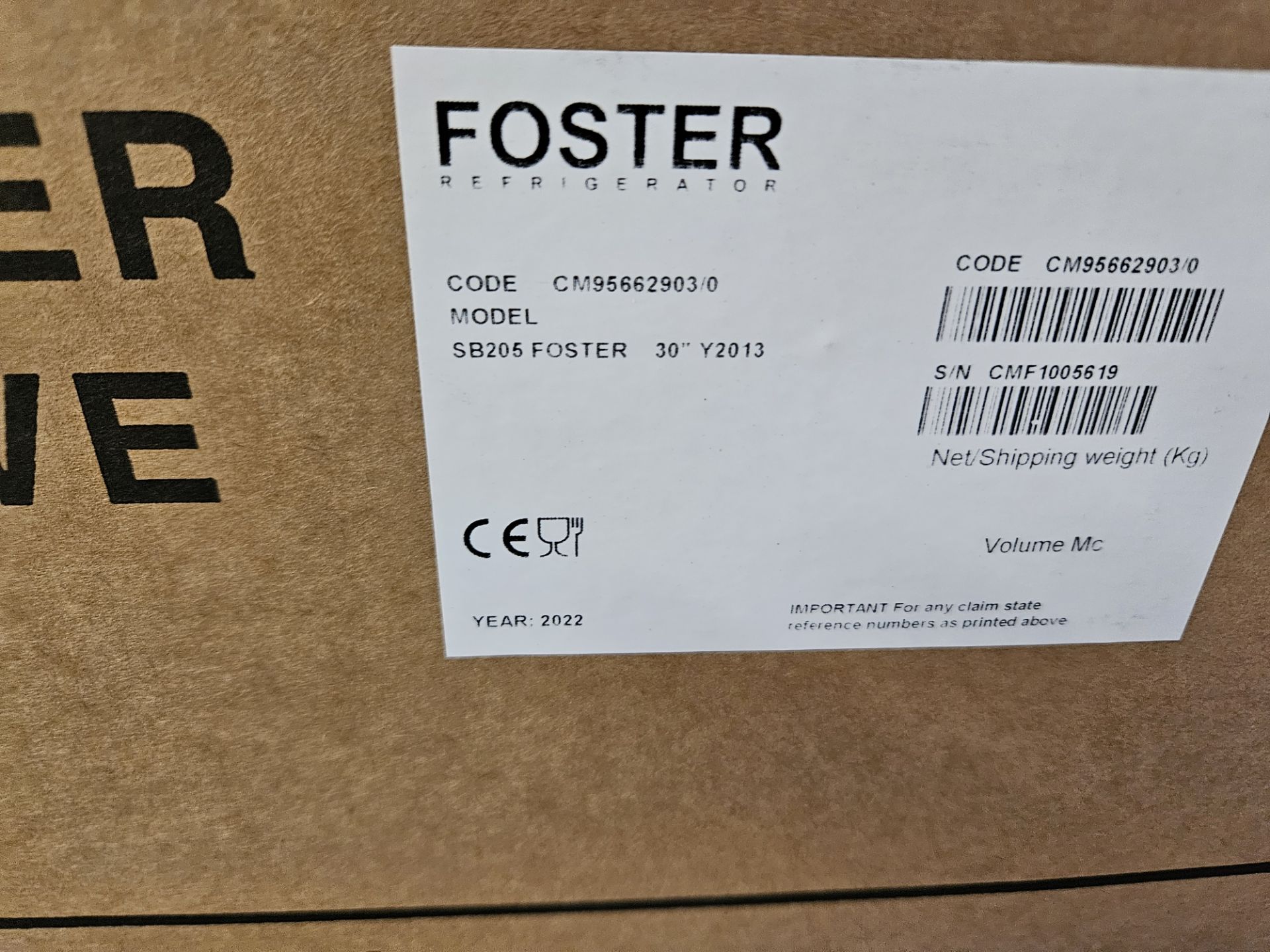 Fosters Refrigeration Cm9566290310 SB 205 Fosters 30" Y2013 - Image 2 of 2