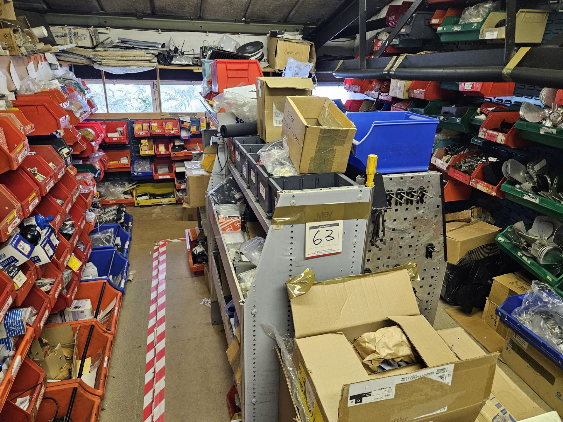 shelving unit plus contents of fridge repair and spare parts