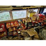 back wall of stock Boxes to include contents of lights bulbs cappers bolts and control fridge freeze