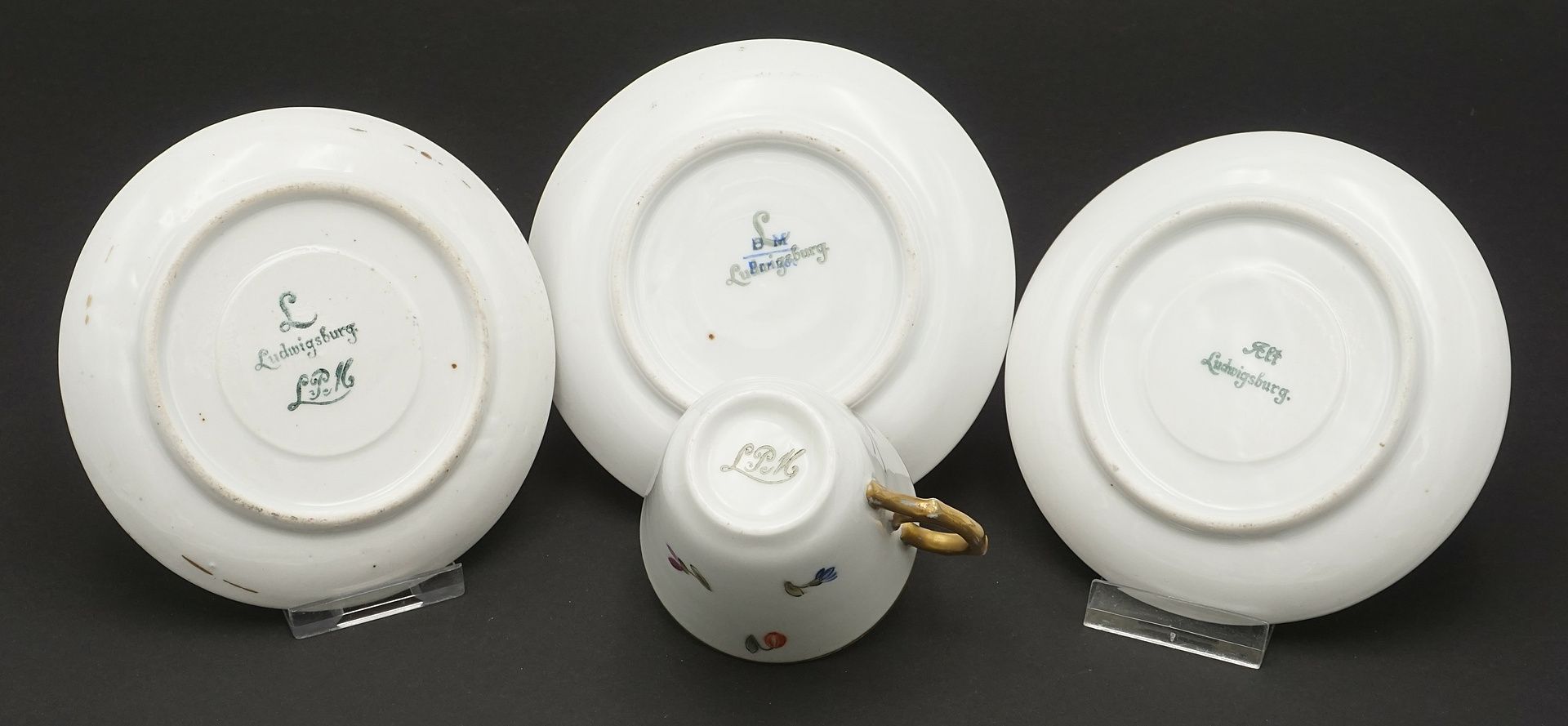 Six Ludwigsburg porcelain mocha cups and saucers - Image 4 of 4