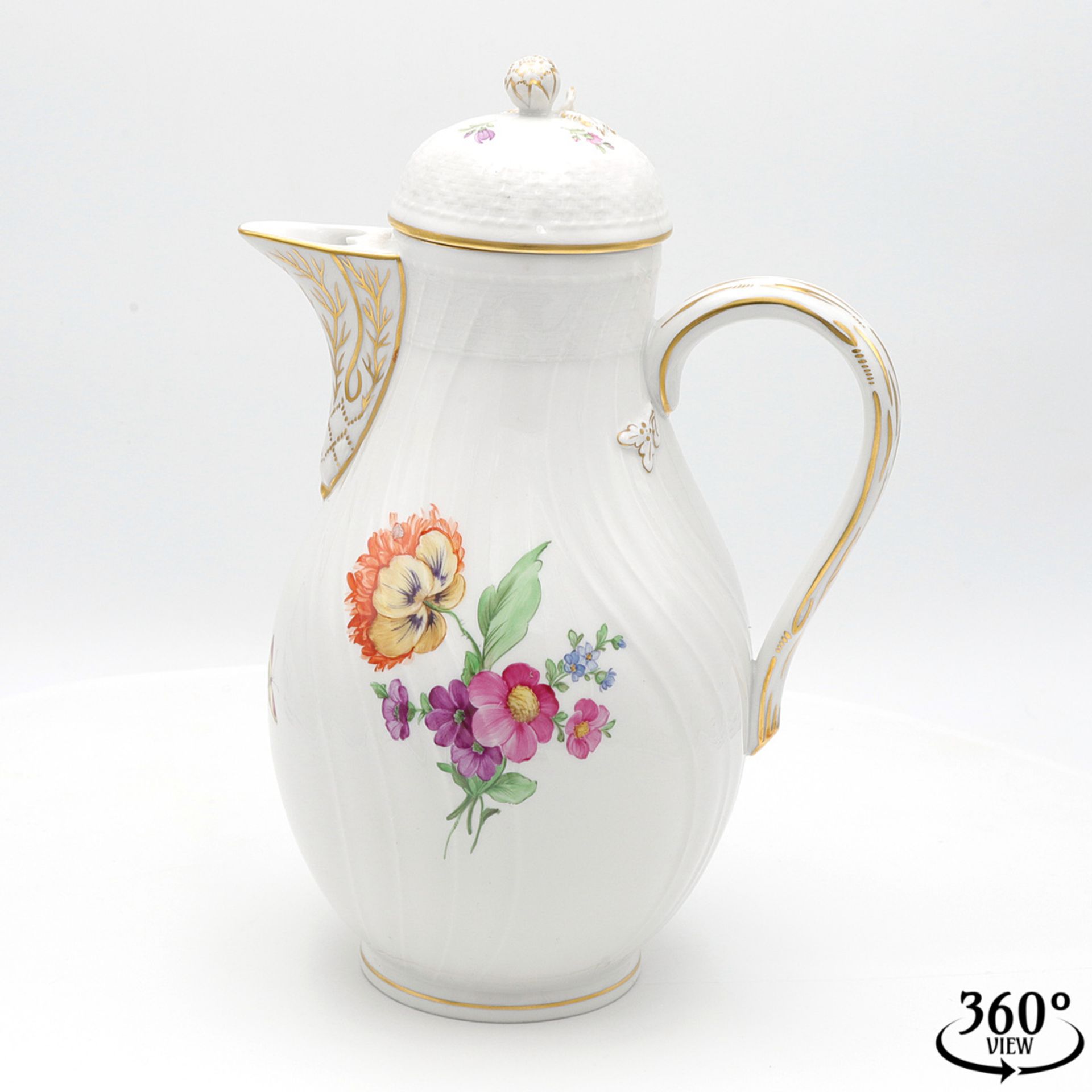 KPM Berlin coffee pot with flower painting  