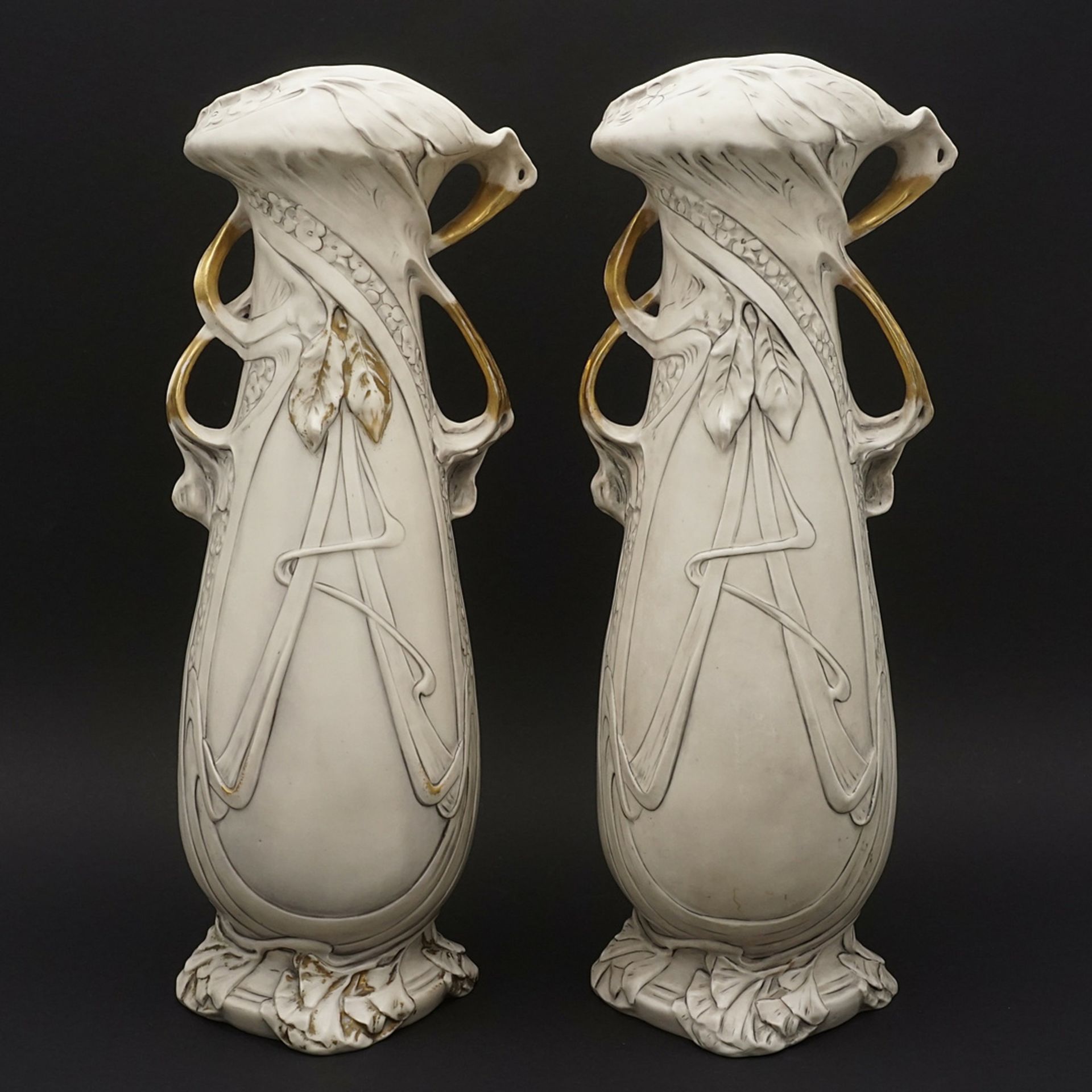 Pair of Royal Dux Art Nouveau handle vases - Image 2 of 3