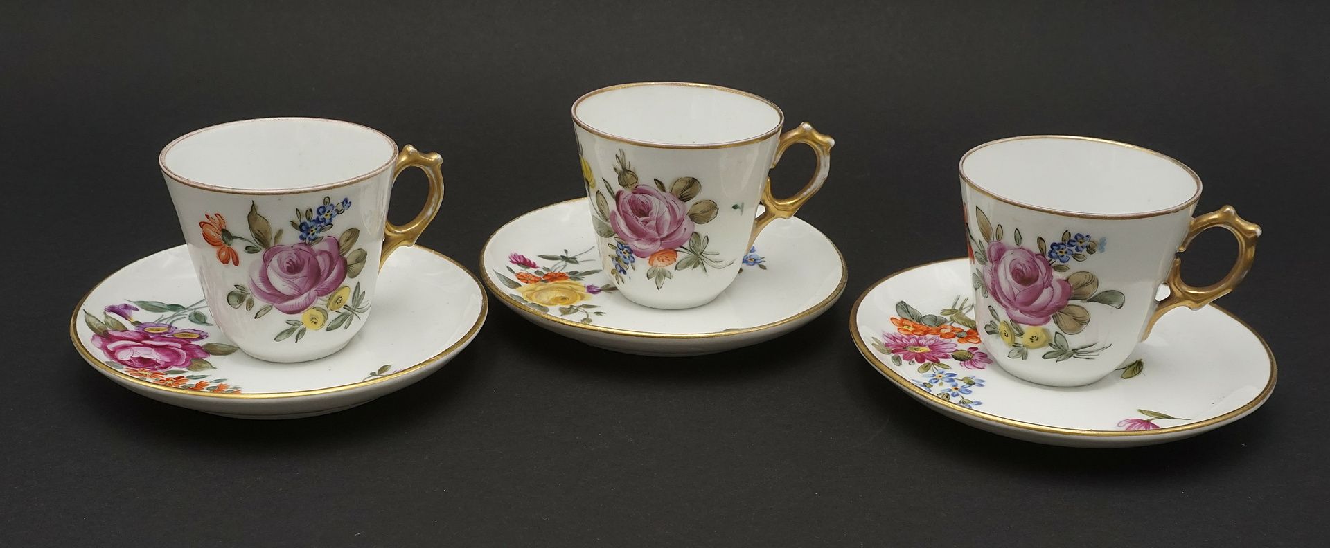Six Ludwigsburg porcelain mocha cups and saucers - Image 2 of 4