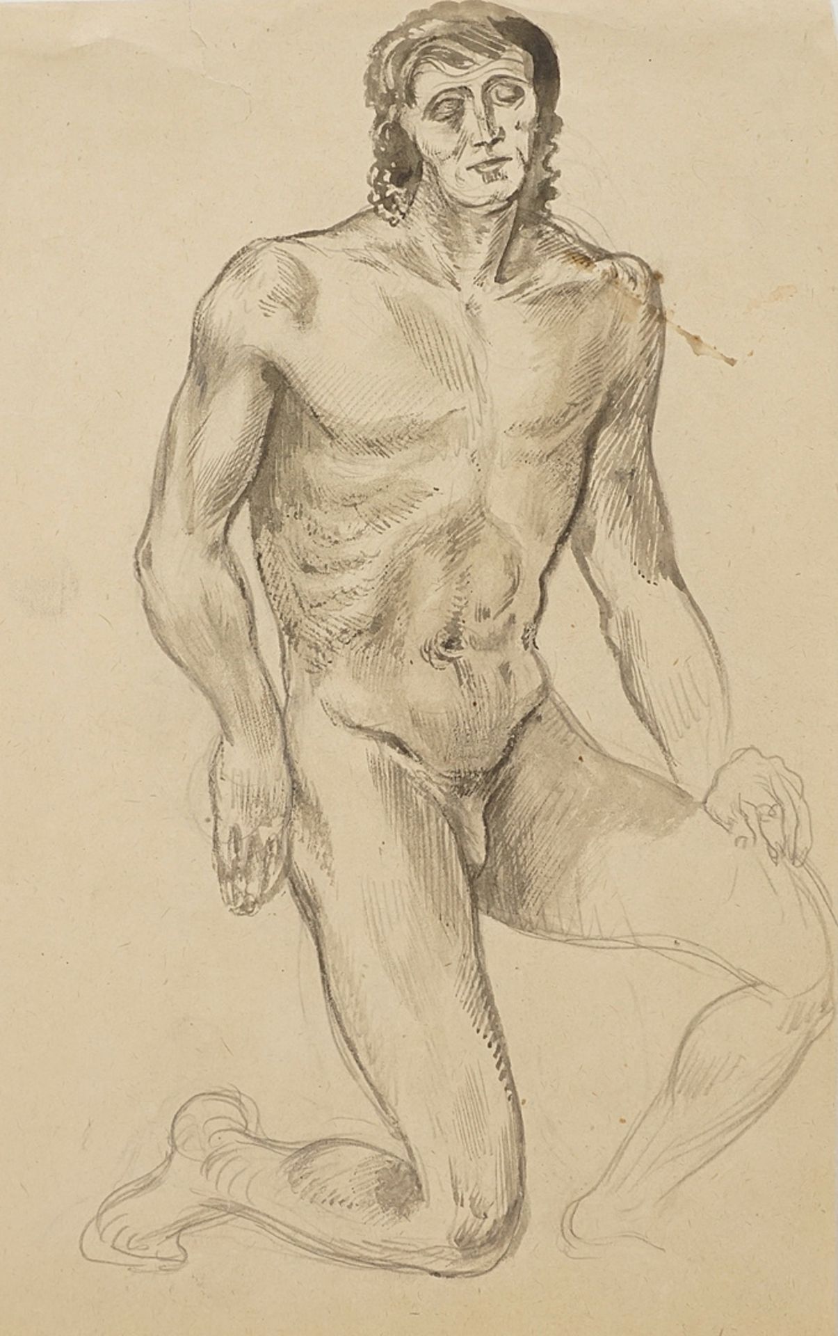 Richard Schwarzkopf (1893-1963), Kneeling male nude