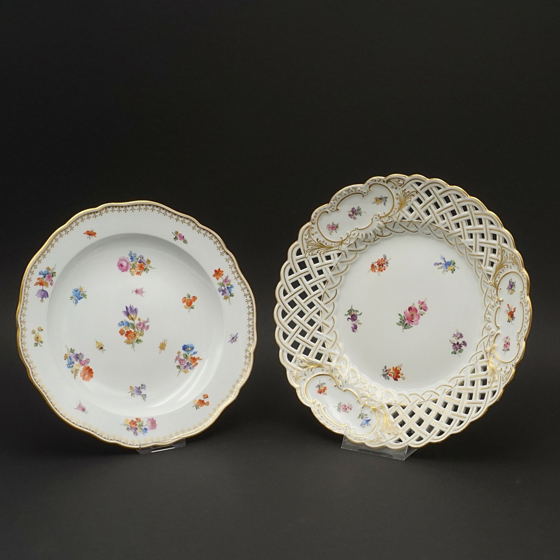 Two Meissen plates