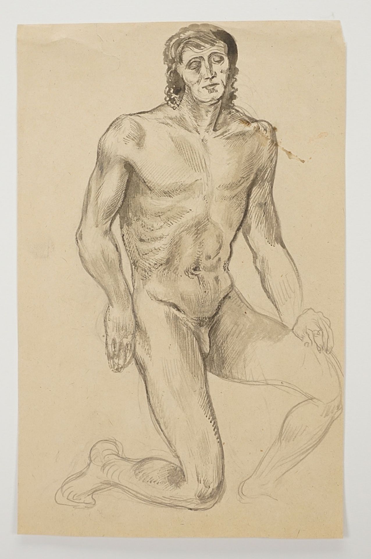 Richard Schwarzkopf (1893-1963), Kneeling male nude - Image 3 of 4