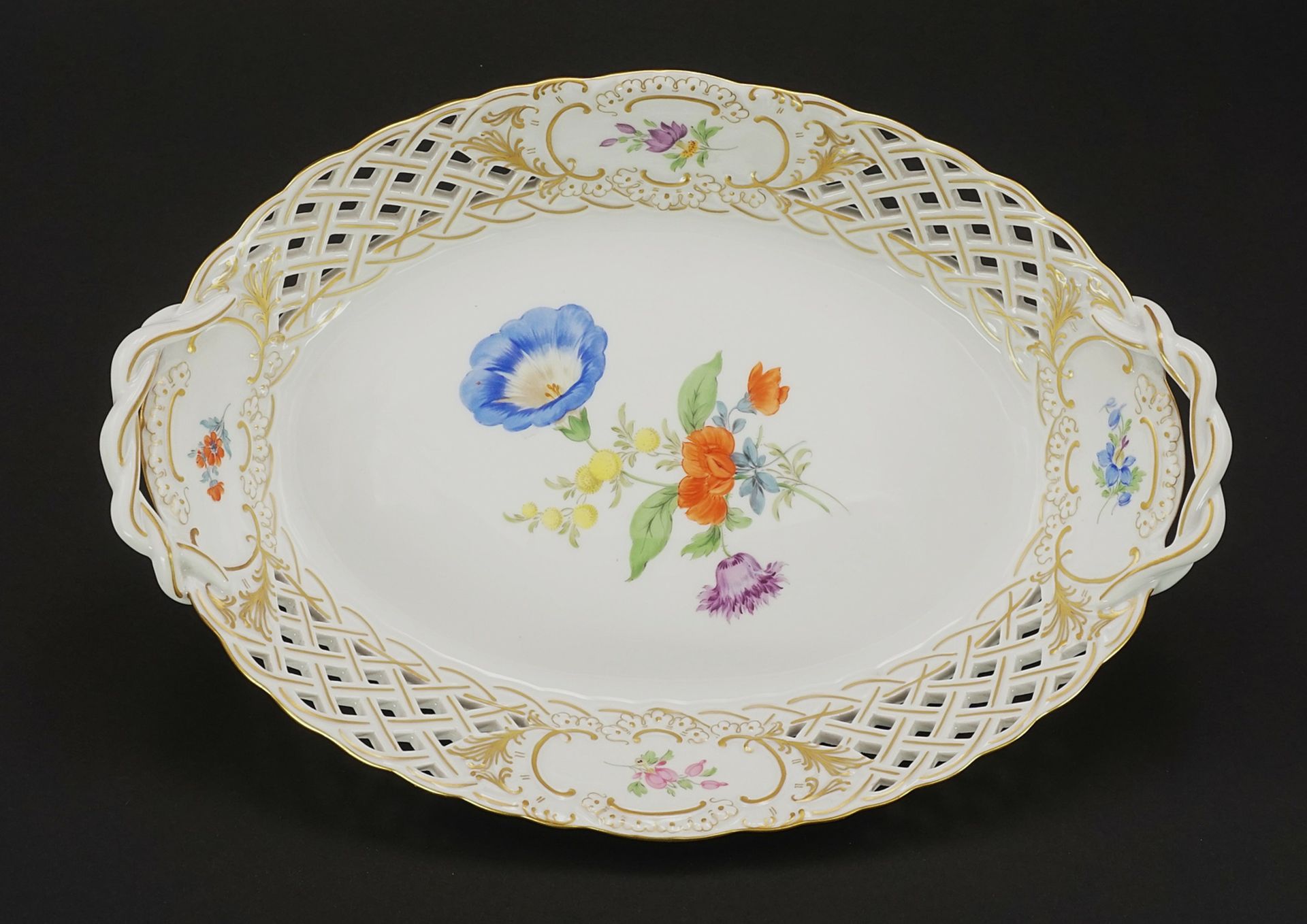 Meissen bowl with flower painting  - Image 2 of 3