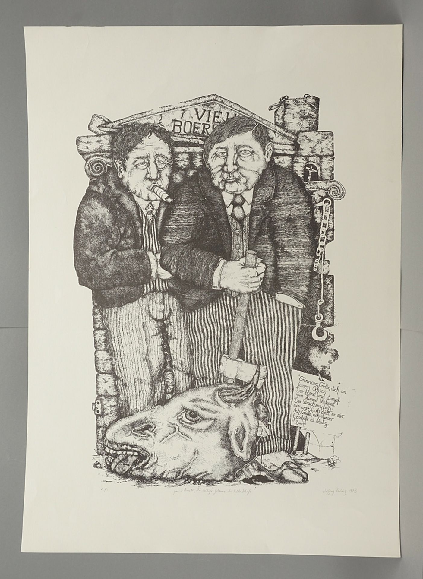 Wolfgang Raddatz (born 1948), Illustration to Bertolt Brecht's Saint Joan of the Stockyards - Image 2 of 3