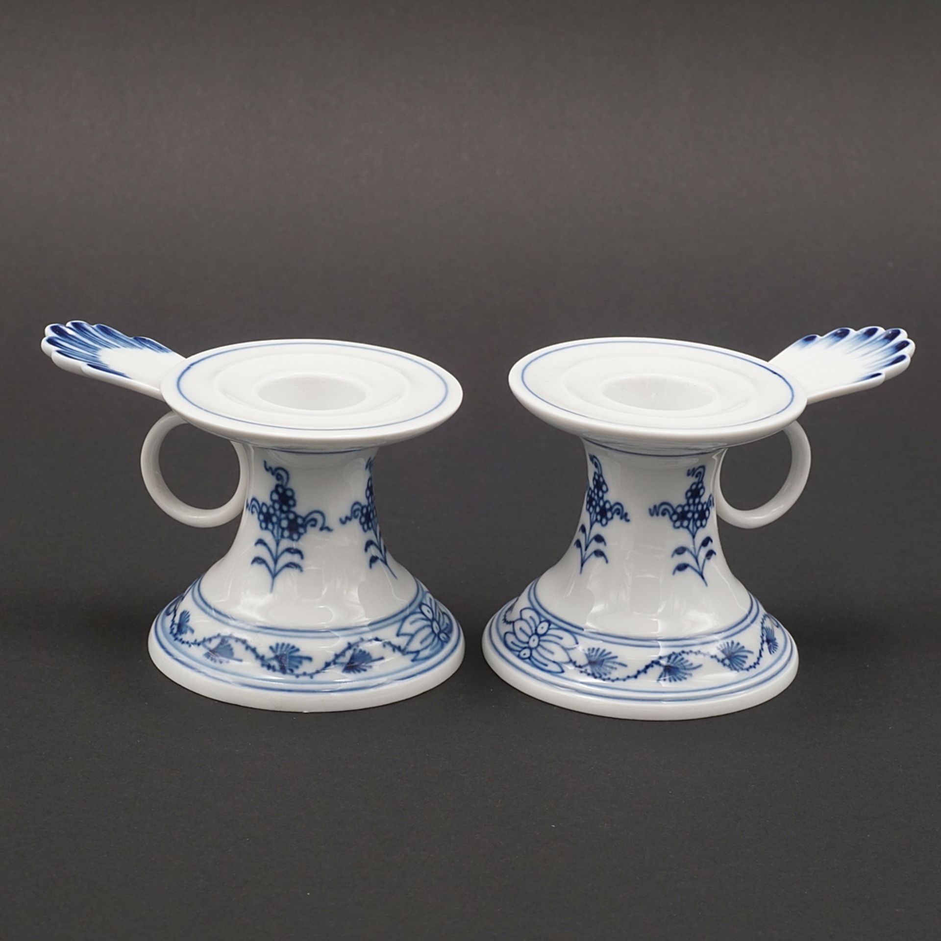 Two Meissen table candleholders / candlesticks