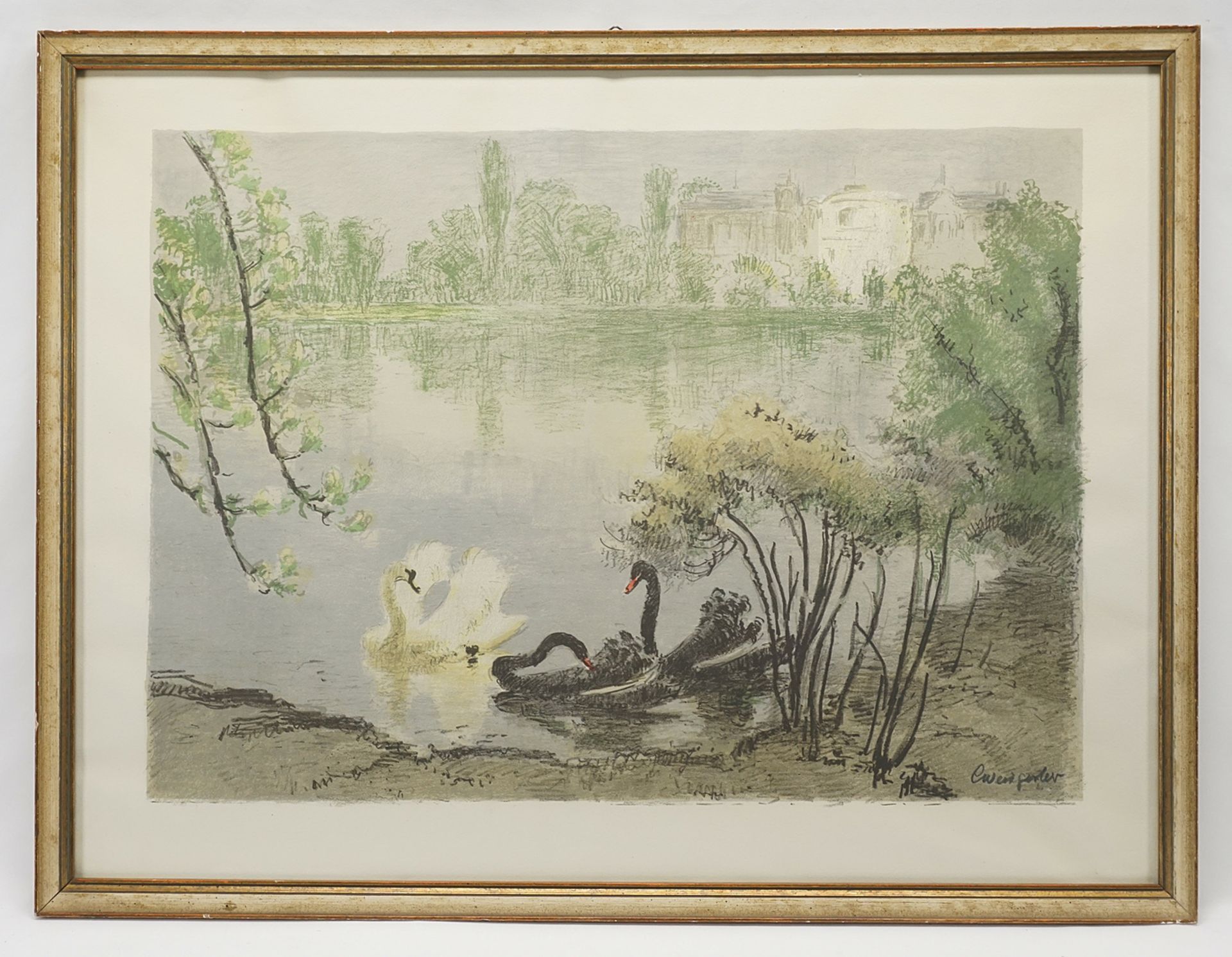 Carl Weisgerber (1891-1968), Swans on the pond - Image 2 of 3