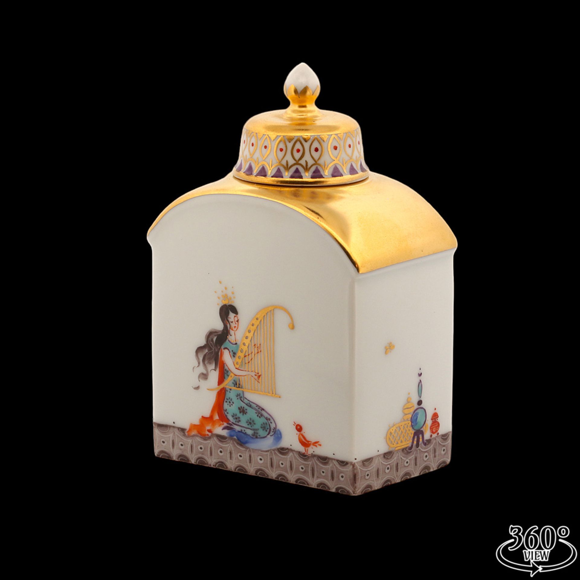 Meissen tea caddy, 1001 nights