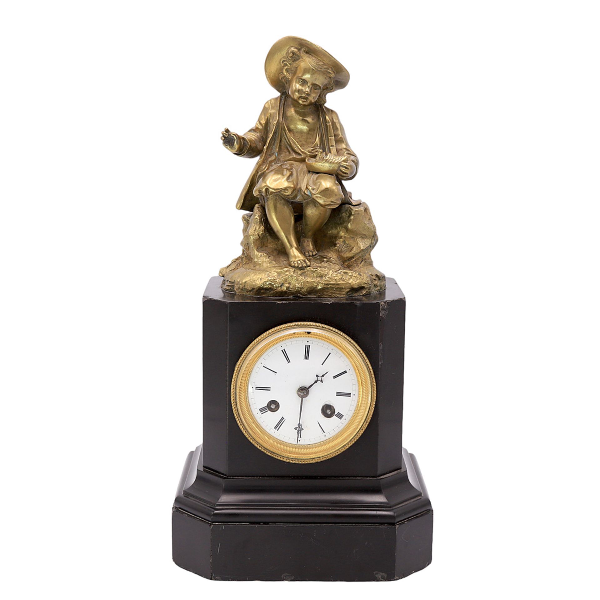 Mantelpiece clock with a boy, German workshop, 19th century