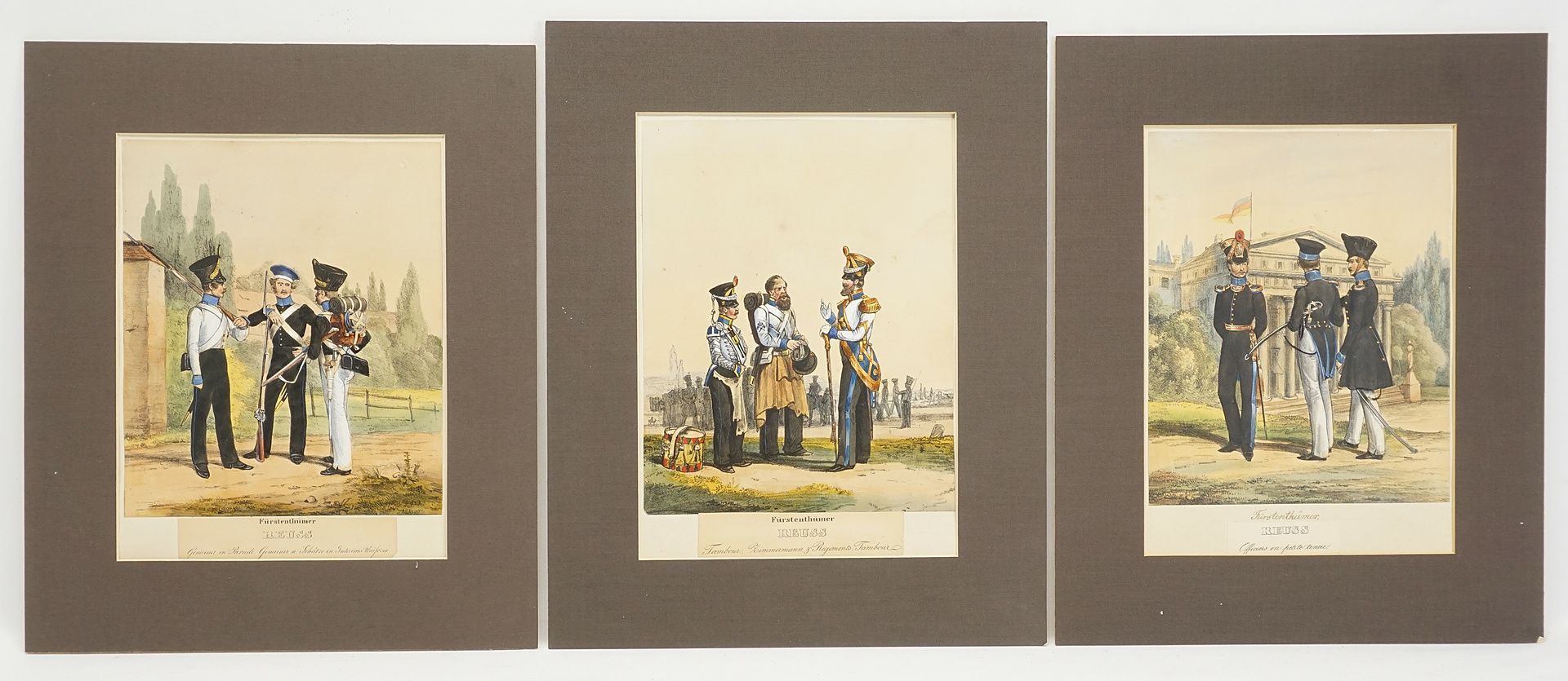 Three prints of uniforms